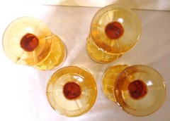 Vtg Tiffin Franciscan Cabaret Amber Marigold Wine Water Goblet, Set of 4