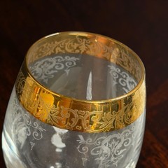 Vintage Cellini Crystal Wine Glasses 24K Gold Rim Hand Decorated Italy Set of 4