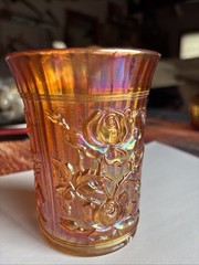 Vintage Imperial Marigold Carnival Glass Lustre Rose Tumbler Water Glass
