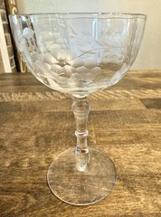 Vintage Set 10 Etched Coupe Champagne Glasses Grapes/Vines 1930 Tiffin Style