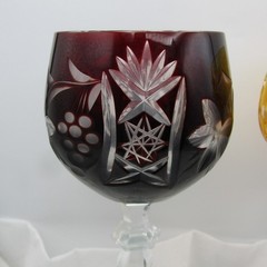 BOHEMIAN CRYSTAL CUT-TO-CLEAR MULTICOLOR HOCK WINE GLASSES – SET OF 6 (8.75″)
