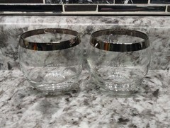 VTG 3 Pairs Silver Tone Rim Roly Poly Punch Glasses Dorothy Thorpe Mad Men
