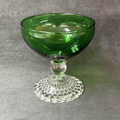 Vintage Anchor Hocking FOREST GREEN BUBBLE FOOT Champagne Sherbet 3 7/8 Inches