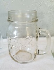 Two Clear Glass Golden Harvest and One Ball Pint Sized Handled Drinking Jars