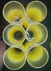 Vintage Blendo Yellow Tall Pitcher & Highball Glass 7 Piece Set MCM Lemonade