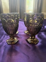 Vintage Fostoria Moonstone Water Iced Tea Goblets Taupe Brown Stemmed Glassware