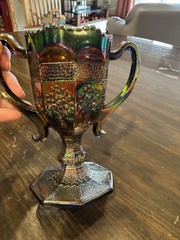 Rare Fenton Carnival Glass Orange Tree Loving Cup