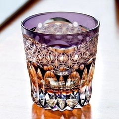 Kiriko Glass Hand Cut To Clear Whiskey Beer Water Crystal Glasses Purple 11oz US