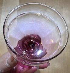Set of 6 Vintage Pink & Iridescent Gold Optic Cordial Glasses Barware