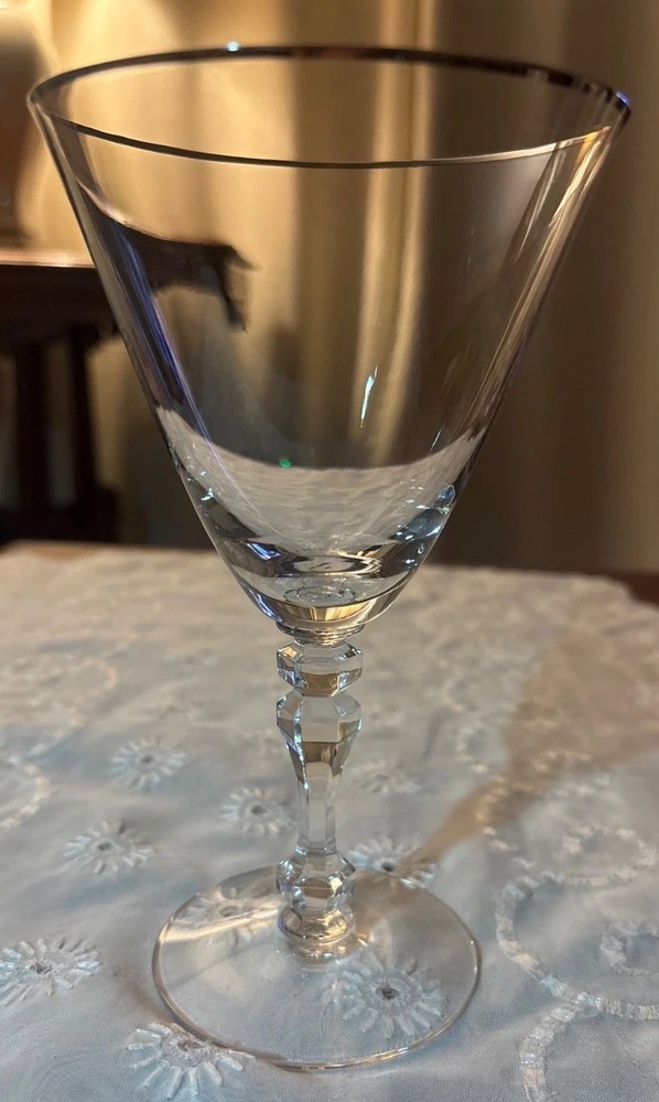 4-Tiffin Franciscan Montclair Platinum Trim 7″ Tall Water Goblet 17651