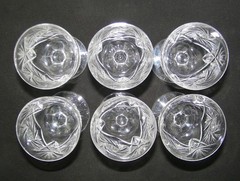 Antique American Cut Crystal Wine Glasses Matched Stemware Set of Six 6
