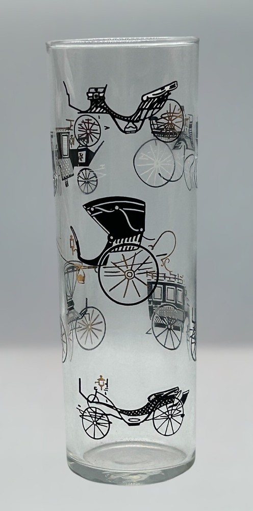 Vintage MC Libbey Horseless Carriage Highball Collins Glass Retro Barware