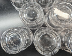 8 Stuart Crystal Dash Dot Tumblers Set Depression Clear Cut England Antique Lot