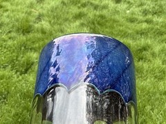 Vintage Black Sheep Studio Art Glass Tumbler 1991 Leslie Wilton Blue Wave Optic