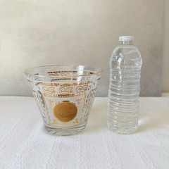 Hazel Atlas Aztec Mayan 22k Gold Medallion Ice Bucket MCM Glass Barware