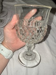Vintage Indiana Glass Diamond Point clear water goblets