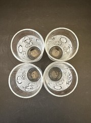 4 Vtg Continental Can Company Americana 4″ Juice Glass Hazel Atlas Rooster MCM