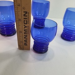 Imperial Glass Shaeffer Cobalt Blue Tumblers Drinking Glasses Set of 4 Vintage