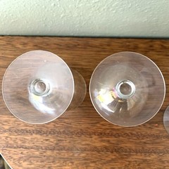 8 Vintage Iridescent Rainbow Optic Panel Stemmed Tulip Wine Glasses Goblets 6”
