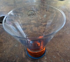 Dansk Spectra Cocktail Glasses Clear Different Color Bases 3.75″ Set Of 5