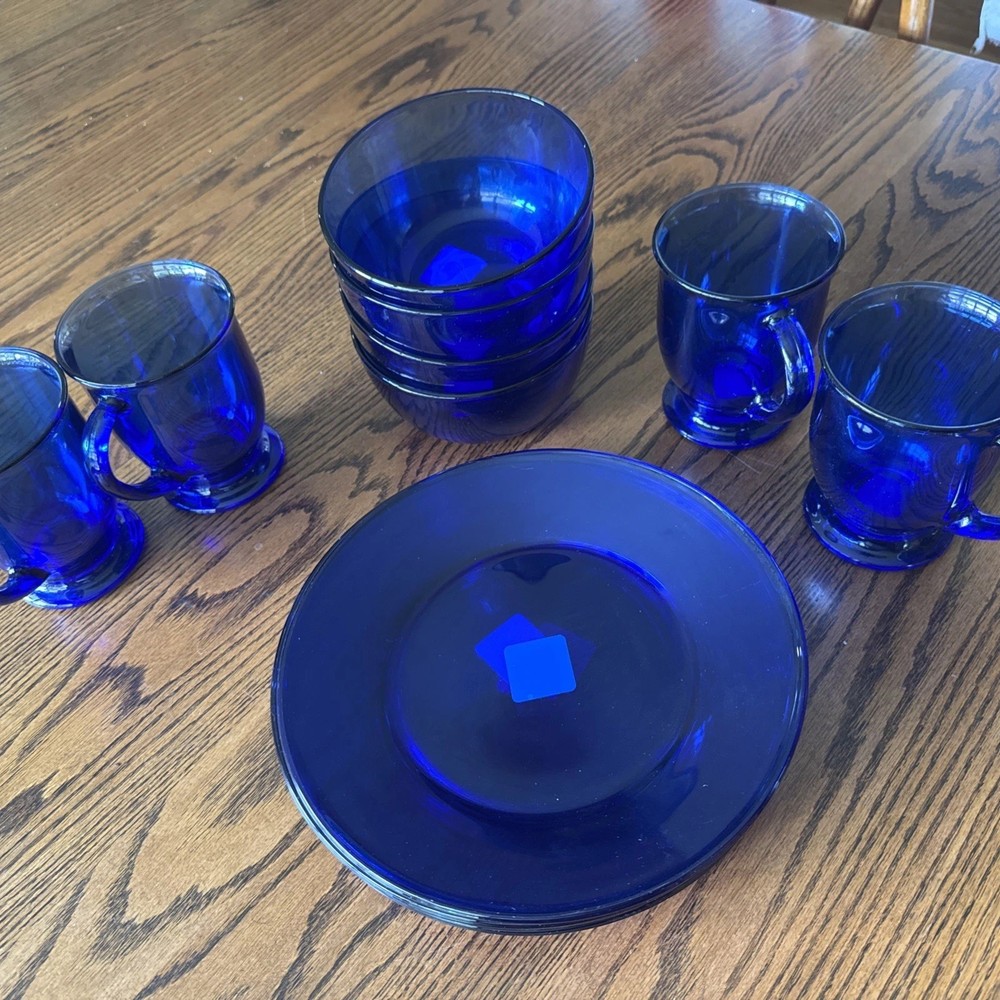 COBALT BLUE Anchor Hocking Dish Ware (NWT) ~ Set of 12 ~Fun Assorted Mixed Lot
