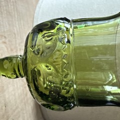 INDIANA GLASS Kings Crown Thumbprint 4 1/4″ T Cordial Glass VTG Avocado Green