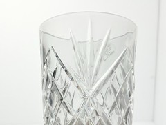 Vintage 4 Crystal Cocktail Old Fashioned Tumbler Glasses 4” 10oz Fan & X Cuts