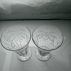 Standard Glass Cut 136 Footed Iced Tea Glasses 11 Oz Blown Optic Wheel Cut