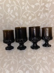 4 Vintage Franciscan Goblets, Madeira Smoke Brown Glass Renaissance HEAVY
