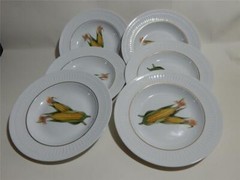 Royal Worcester Corn on the Cob 6 x shallow bowls 8.25″ diameter Made in England