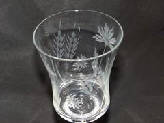 Wine Glass Etched Wheat Wild Flower Clear Drinking Glass Wine Glass Cordial