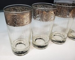 Set of 4 Vintage Mid Century Culver Sorrento Highball Glass Silver 5 1/2″ 12oz.