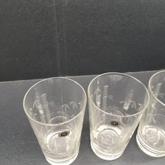 4 MCM Sasaki Bamboo Etched 5” 9oz Flat Tumbler Glass Noritake Japan Vtg Barware