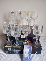 8 Longchamp Cristal d’Arques 5 3/4 oz verra vin Wine Glasses 24% Lead Crystal