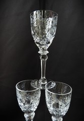 Vtg 6 Rogaska Gallia Crystal Etched Cut Cordial Glasses Zipper Stem H 5″