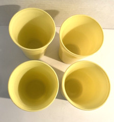 4 Vintage Hazel Atlas Moderntone Platonite Yellow Tumblers circa 1950