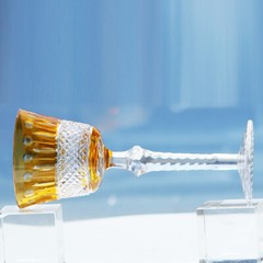 Antiques Style Yellow and hand cut crystal hock glass wine glass Home Decor 5oz