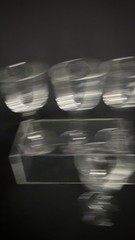 Vintage Set Of 5 Vintage 3.75″ Tall Needle Etched Crystal Shot Glasses