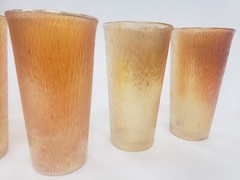 Vintage Peach Luster Carnival Glass Tumblers Set Of 6 Jeannette MCM