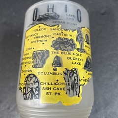 Vintage Ohio the Buckeye State frosted Glass Beer Mug 5” State Map