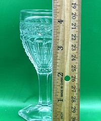 Vintage Cut Glass Cordial Sherry Goblet Glasses Hexagonal Base Floral Set of 7