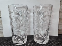 Pair Italy RCR Laurus Crystal Highball Glasses Clear MINT! 5.75”
