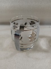 Set of 2 Libbey Glass Co. Silver Leaf 3 1/4-Inch Cups Mugs With Metal Handles