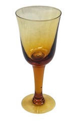Vintage Mid Century Hand Blown Amber Glass Wine Water Goblet | 12 Ounce | 8.5″H