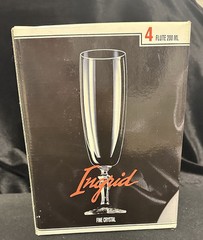 Set of 4 Vintage Ingrid Bohemia Czechoslovakia Crystal Flute Glasses