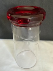 Vintage Duncan Miller Glass No. 500 Ruby Base Sailboat Cut Tumbler