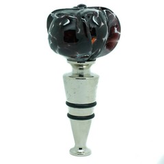 Murano Glass Bottle Stopper Dark Purple Silver Wine Prosecco Venice Gift Box