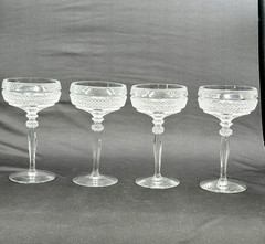 4 Riekes-Crisa Crystal Williamsburg Clear Champagne Sherbet Glasses 6.5″H EUC