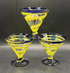 Vintage Beautiful Kosta Boda Royal Caribbean Martini Margarita Glasses Set Of 3