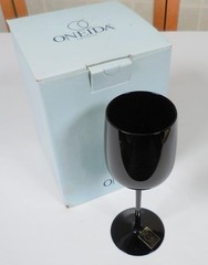 Oneida Ltd Minx Black Wine Glass Set of 4, New Old Stock